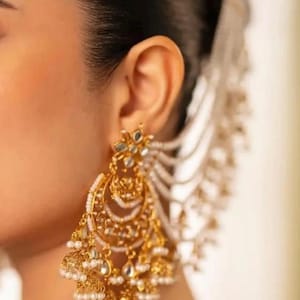 Chandbaali Earrings: Pearl Jhumki with Sahara Ear Chains