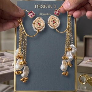 Gold-Toned Ear Cuffs with Jingling Ghungroo Drops, Non-Pierced Wrap Design image 5