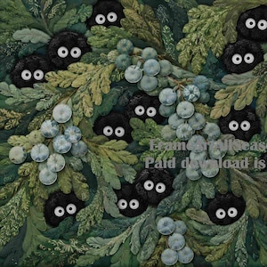 Kinusaiga Pattern Soot Sprite Green,Halloween,Studio Ghibli,Magic The Gathering,Spirited Away,Totoro,Frame TV Art Printable Digital Download