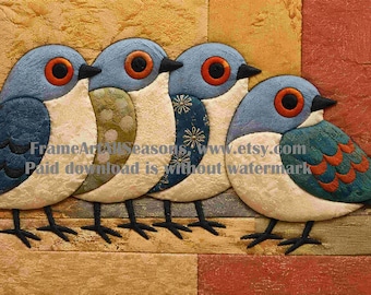 Kinusaiga Birds,Japanese Wall Art,Wabi Sabi Wall Art,MCM Wall Art,Japandi Wall Art,Kinusaiga Pattern,Frame TV Art Printable Digital Download
