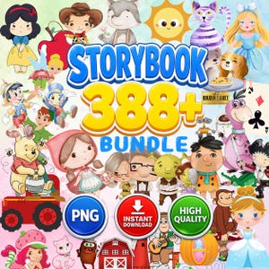 Images clipart PNG de contes de fées, princesses de contes de fées, personnages de dessins animés mignons à sublimer, pack complet pour chambre d'enfant à télécharger A025