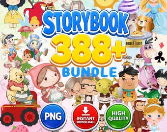 Storybook Clipart PNG, Fairytale Princess Clip Art, Cute Cartoon Character Sublimation Design, Nursery Mega Bundle Download A025