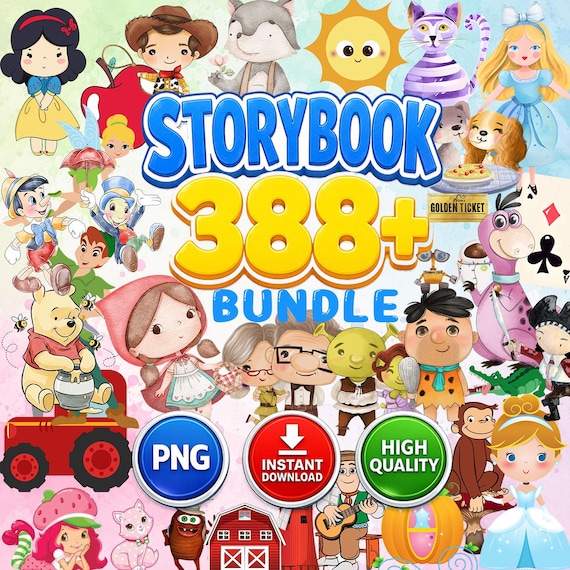 Storybook Clipart PNG, Fairytale Princess Clip Art, Cute Cartoon Character Sublimation Design, Nursery Mega Bundle Download A025
