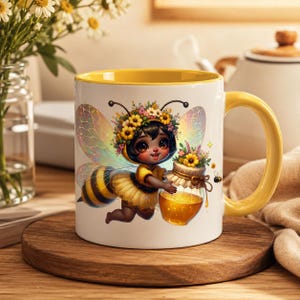 Honey Bee Girl Clipart 16+ PNG, Cute Bumble Bee Sunflower Floral Nursery Baby Shower Sublimation Instant Download A019 image 7