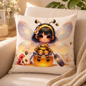 Honey Bee Girl Clipart 16+ PNG, Cute Bumble Bee Sunflower Floral Nursery Baby Shower Sublimation Instant Download A019 image 6