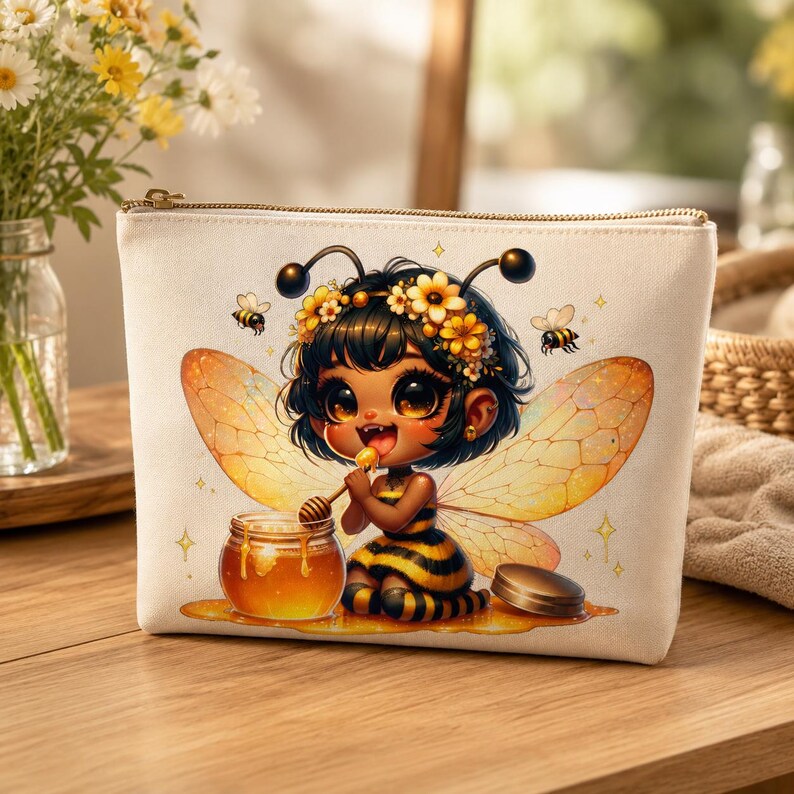 Honey Bee Girl Clipart 16+ PNG, Cute Bumble Bee Sunflower Floral Nursery Baby Shower Sublimation Instant Download A019 image 8