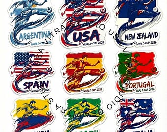 2026 World Cup Soccer Player Clipart, National Flags, T-Shirt Sublimation (Digital Stickers V017)