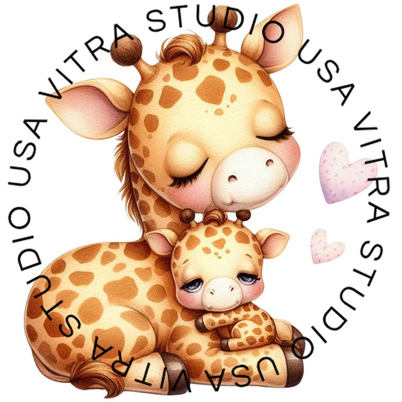 Watercolor Mother and Baby Animals Clipart, Nursery PNG Bundle Digital ...