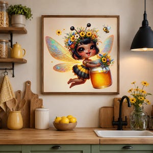 Honey Bee Girl Clipart 16+ PNG, Cute Bumble Bee Sunflower Floral Nursery Baby Shower Sublimation Instant Download A019 image 5