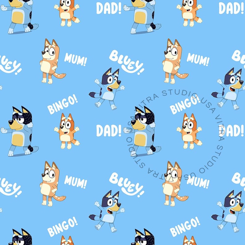 Cartoon Dog Blue Inspired Digital Paper Pack, 53 Seamless Patterns ...
