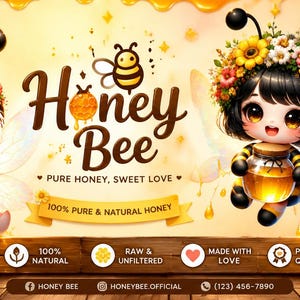Honey Bee Girl Clipart 16+ PNG, Cute Bumble Bee Sunflower Floral Nursery Baby Shower Sublimation Instant Download A019 image 9
