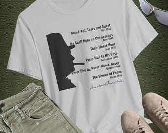 Winston Churchill Reden T-Shirt: Geschichtsbewusster Zweiter Weltkrieg Geschenk-T-Shirt