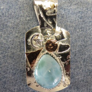 Larimar Repurposed Sterling Silver Pendant Necklace