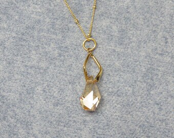 G-19 Golden Swarovski Crystal Pendant Necklace