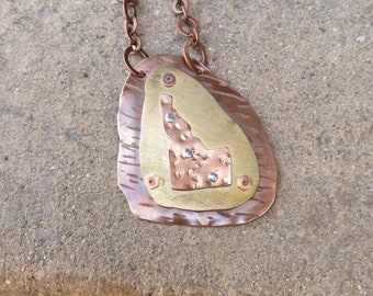 C-53 Idaho in Copper Brass Pendant Necklace