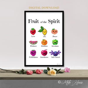 Fruit of the Spirit Wall Art Kids, Digital Download Print Poster, Christian Home Decor, Scripture Wall Art, Bible Verse Art, Christian Art