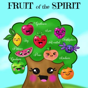 Fruit of the Spirit Wall Art Print, Digital Download, Christian Home Decor, Scripture Wall Art, Bible Verse Art, Kids Christian Art, Poster