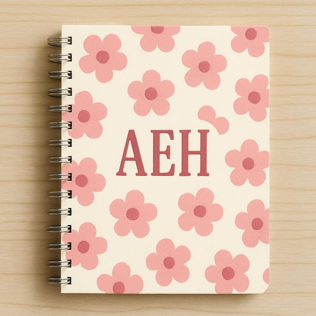 Personalized Monogram Notebook – Custom Initials With Fun Floral, Pet ...