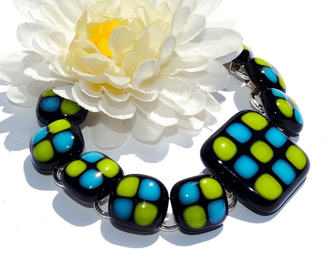 Chunky Fused Glass Bracelet Fused Glass Jewelry Kitschy Etsy