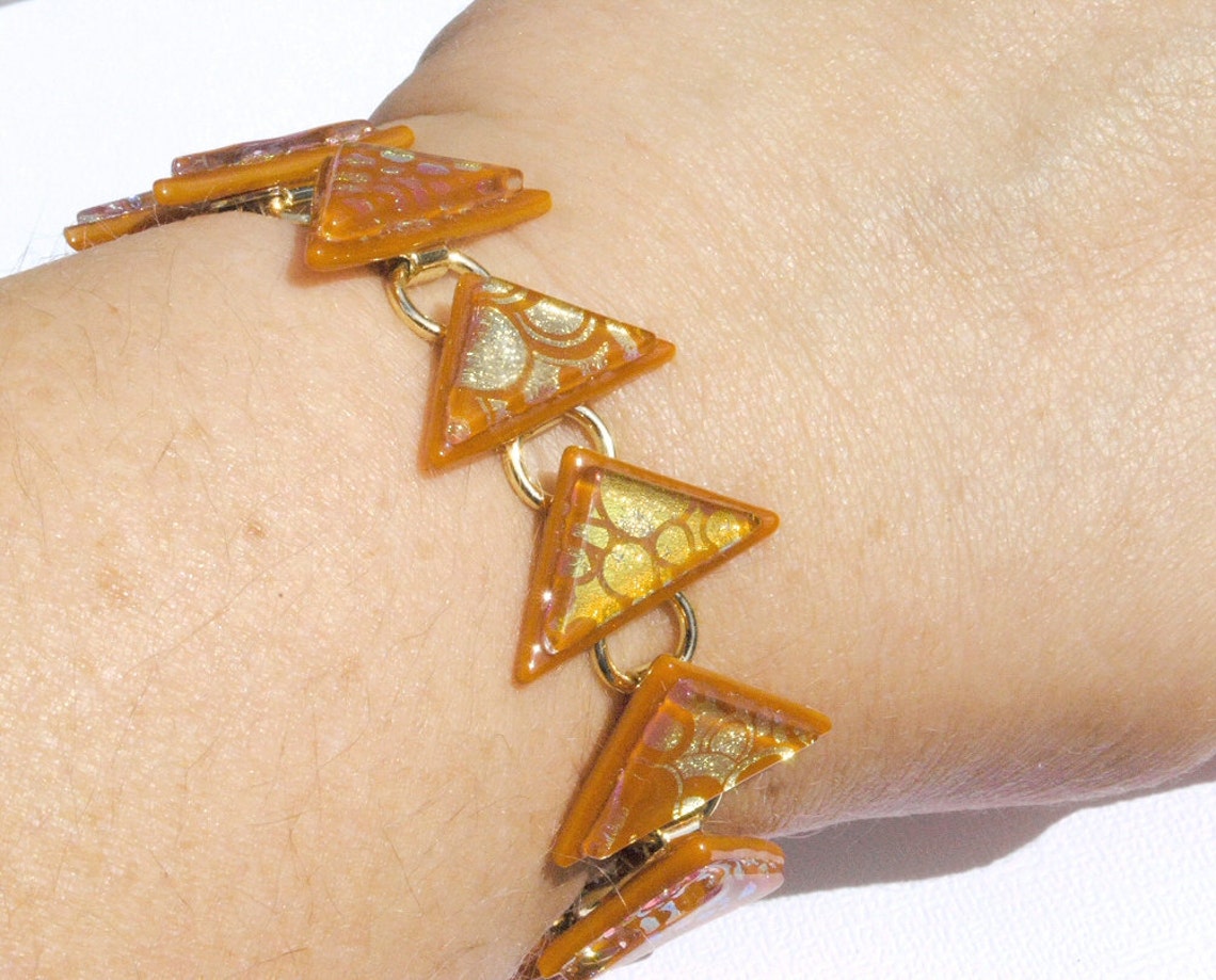 Geometric Glass Bracelet Fused Glass Bracelet Fused Glass Etsy