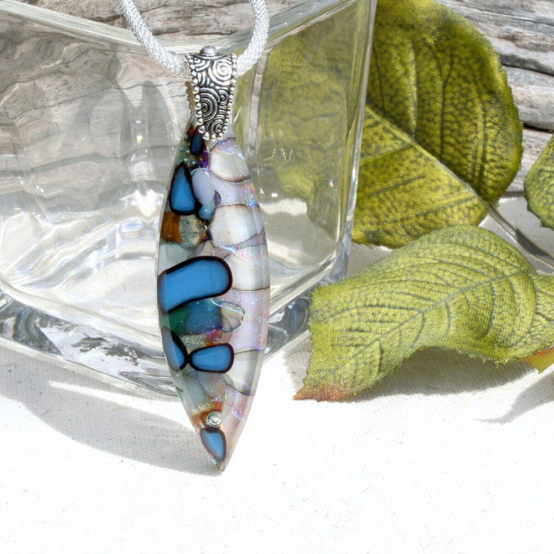 Fused Glass Jewelry LARGE Pendant Organic Earth Tones Rock - Etsy