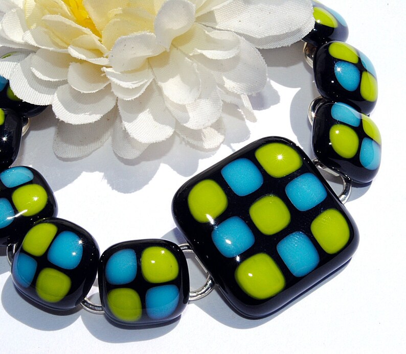 Chunky Fused Glass Bracelet Fused Glass Jewelry Kitschy Etsy