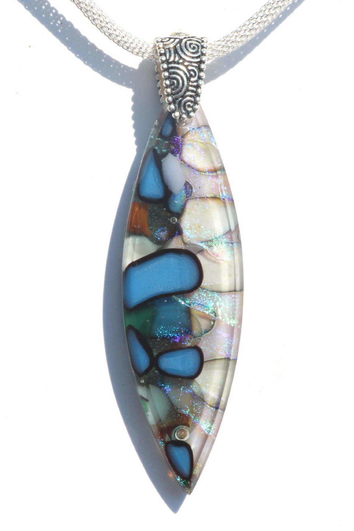 Fused Glass Jewelry LARGE Pendant Organic Earth Tones Rock Etsy