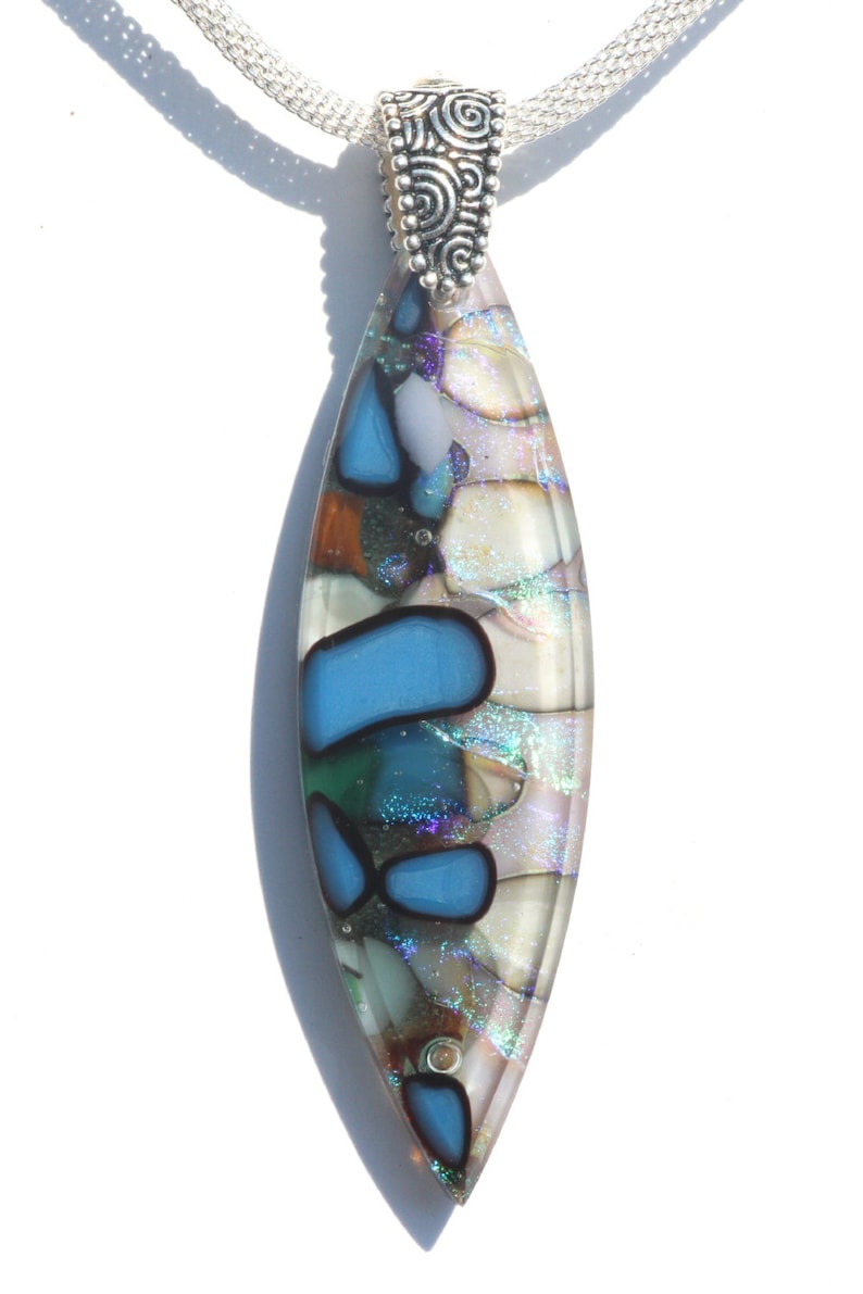 Fused Glass Jewelry LARGE Pendant Organic Earth Tones Rock Etsy