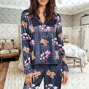 Rumi Choo Choo Kpop Demon Hunters Satin Pajamas Set, Rumi Kpop Demon Hunters Sleepwear, Rumi Pjs Set, Gift For Kpop Kdrama Lovers