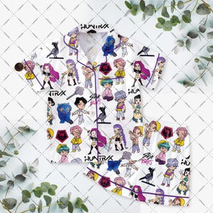 Kpop Demon Hunters Huntrix Saja Boys Kids and Youth Satin Pajama Set, Rumi Zoey Mira Jinu K-pop Demon Hunters pjs Set, Kpop Lovers Pjs