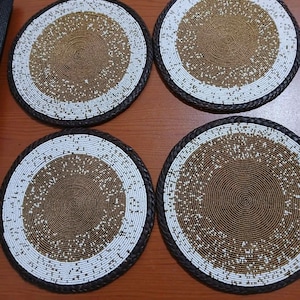 MEGA BLACK FRIDAY Sale!!!!Handmade Beaded Placemat:African-Inspired Table Mats.Christmas Crafted Gift