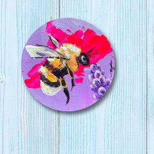 Bumble Bee Acrylic Handpainted Magnet Canvas