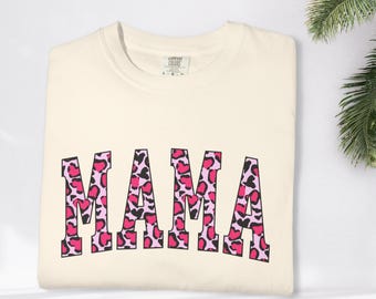 Camiseta con estampado de leopardo rosa "Mamá", regalo para mamás, camiseta para el Día de la Madre, ropa para mujer, ropa informal cómoda, diseño único para futuras mamás.