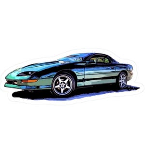 Camaro Kiss-Cut Stickers - 93-97 SS Vintage Muscle Car Decal, Classic Car Lover Gift, Car Enthusiast Laptop Sticker, Retro Auto Decor, Vinyl
