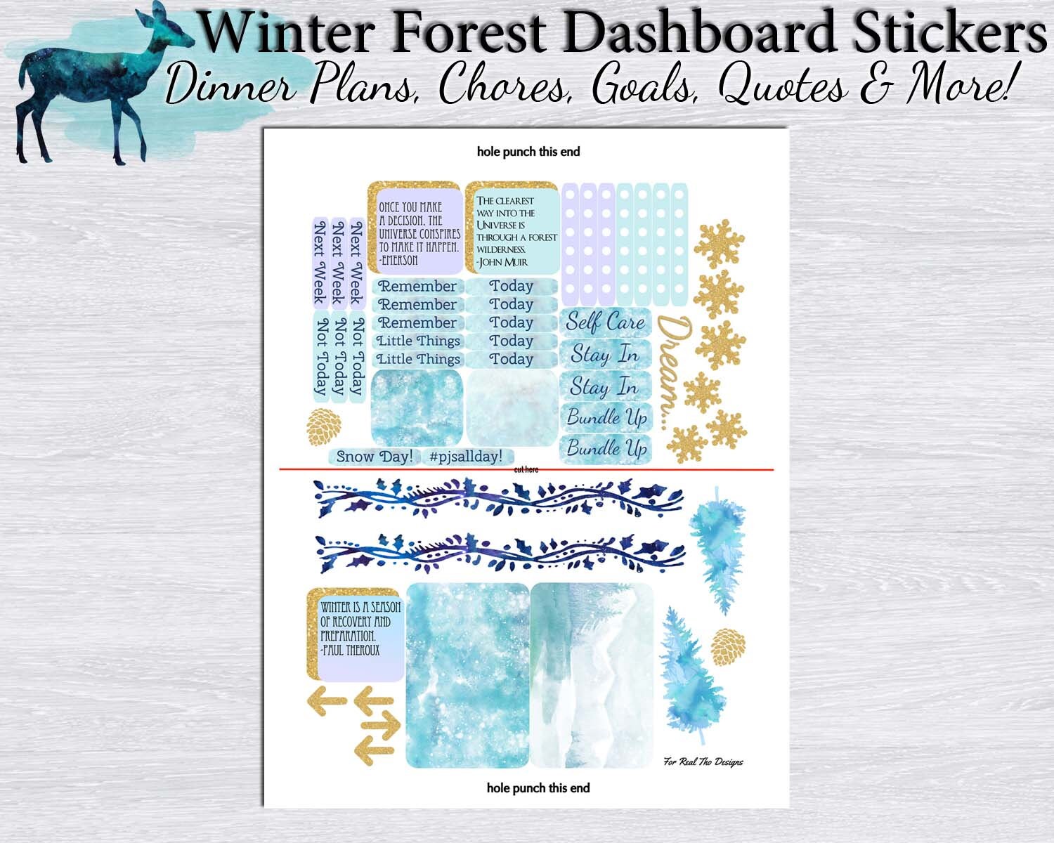 Winter Forest Dashboard Stickers Happy Planner Classic Printable PNG ...
