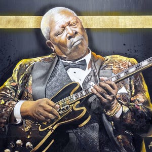 The Thrill Is Gone - B.B.King Portrait Painting, Musician, Blues Music Legend, Blues Boy, Lucille, Guitar, Giclée Canvas PRINT