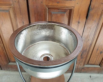 Hand Hammered Silver Brass Sink | Moroccan Vessel Bathroom Basin | Custom Vanity