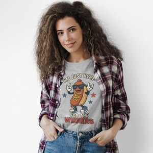 I’m Just Here for the Weiners T-Shirt – Funny Hot Dog BBQ Shirt, 4th of July Foodie Humor Tee