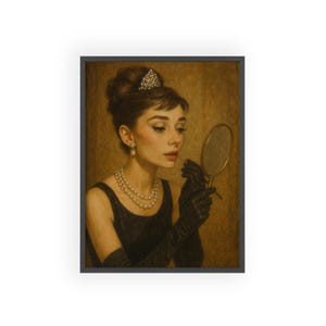 Audrey Hepburn, Elegant Framed Art Poster, Audrey Hepburn Wall Decor, Vintage Glam Home Decor, Gift for Movie Lovers, Timeless Style