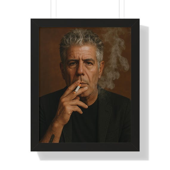 Framed Anthony Bourdain Print: Iconic Kitchen & Bar Wall Art