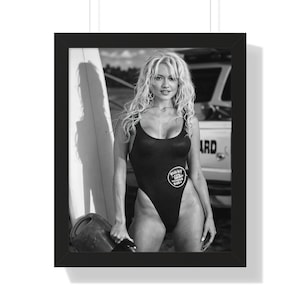Pamela Anderson Baywatch Poster, Iconic 90s Beach Art Print, Retro Lifeguard Wall Decor, Sexy Vintage Pop Culture Pin-Up