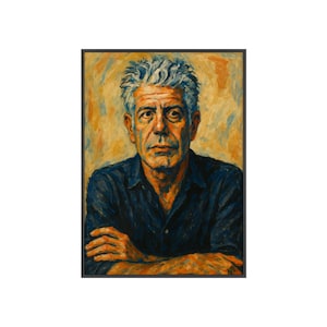 Framed Anthony Bourdain Poster - Chef Tribute Wall Decor, Kitchen Wall Art, Foodie Gift, Unique Home Decor, Culinary Passion Decoration