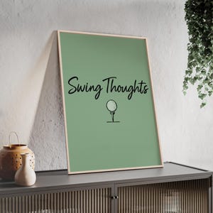 Minimalist Golf Art Print: Swing Thoughts, Sage Green, Framed Option