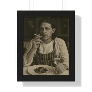 Framed Marco Pierre White Portrait: Vintage Chef Kitchen Wall Art