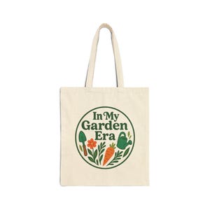 In My Garden Era Tote Bag, Botanical Tote, Plant Lover Gift, Cotton Canvas Bag