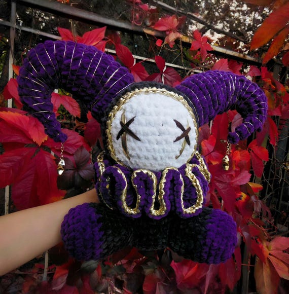 Custom Crochet Jester Plushie – Creepy Cute Clown Doll, XL 13.5”