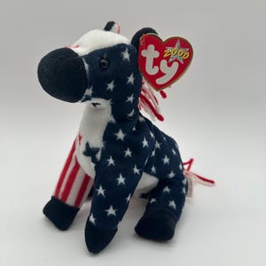 TY Beanie - Lefty 2000 the Donkey USA Patriotic - Retired
