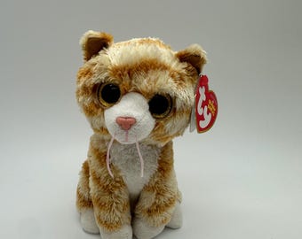 Ty Beanie Baby - BOOTIES o Gato Tabby 2014 6" - NOVO Bicho de Pelúcia - RARO