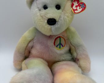 Urso Ty Beanie Buddy "Peace" - 1999 - Aposentado - Pastel