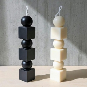 Geometric Block & Sphere Pillar: Modern Architectural Decor